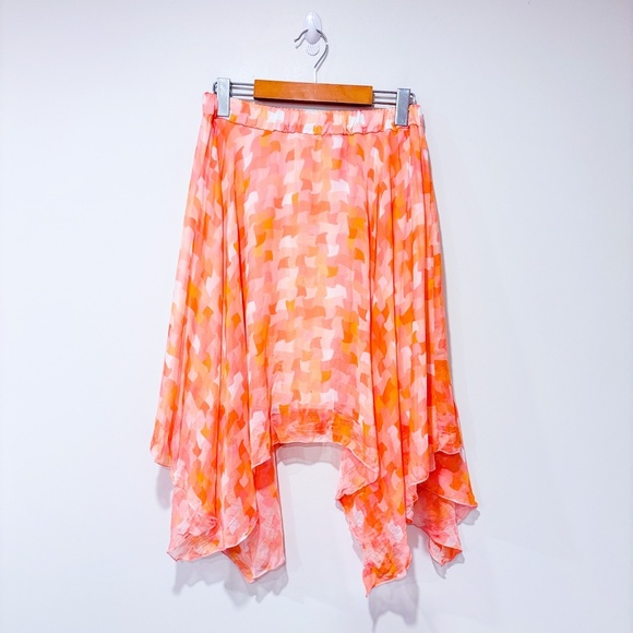 PAOLO CASALINI Pink and orange silk skirt - Picture 4 of 9